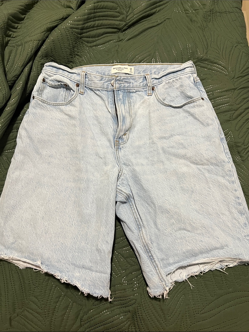 Abercrombie & Fitch Light Blue Raw-Hem Denim Shorts